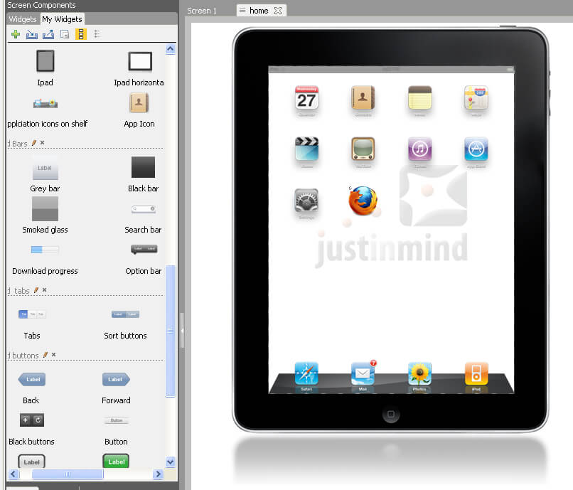 iPad widget library for Justinmind