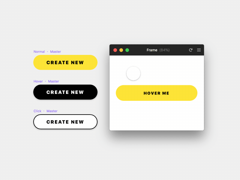 Showing of button states within button design for better usability