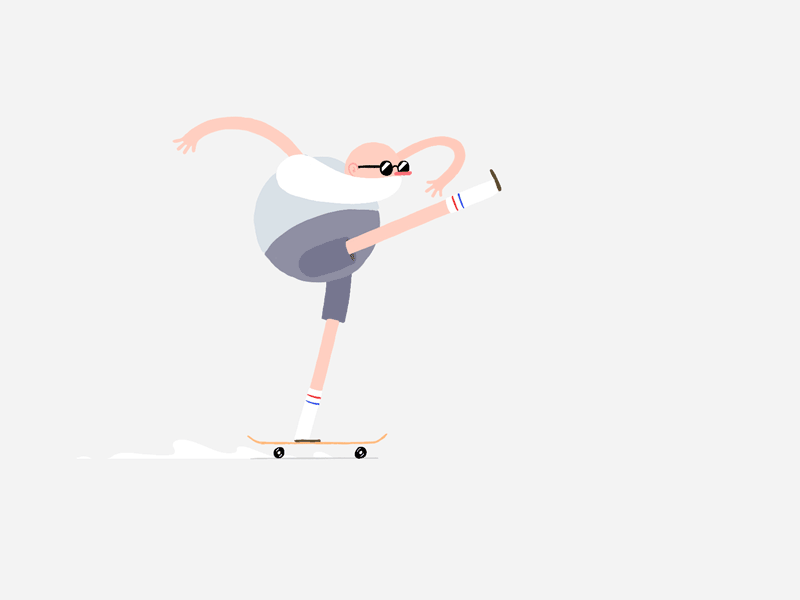 Older guy on skateboard - great gif design