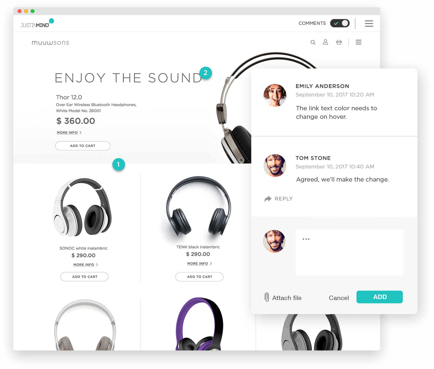 Add comments to app prototypes