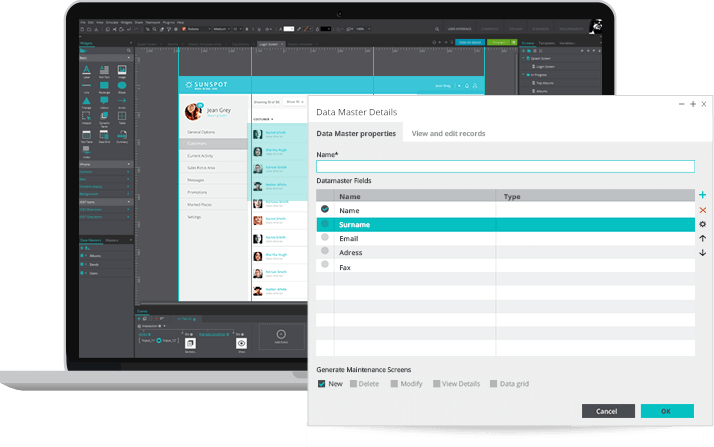 Add forms and datagrids to prototypes