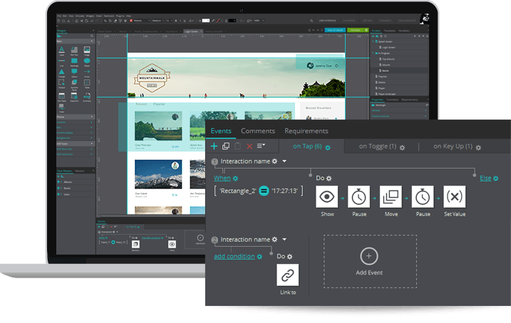 Add interactions to web application prototypes