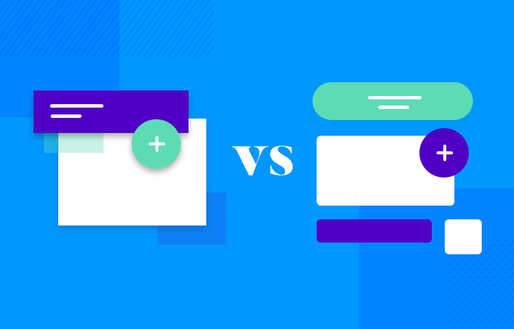 comparison illustration showing print materials and digital interfaces with contrasting design elements